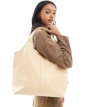 Pull&Bear Borsa Shopper Oversize Color Latticello - Neutro