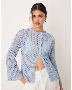 ASOS Open Crochet Knit Cardigan - Blue