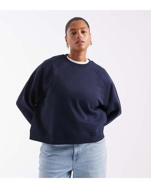ASOS Asos Design Curve Regular Sweat Met Raglanmouwen En Brushback - Blauw