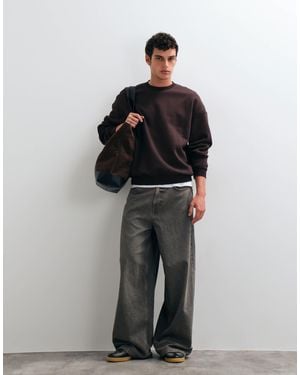 Only & Sons Sweat-shirt oversize à col rond couleur chocolat - Noir