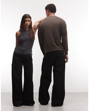 Weekday Unisex solar jean coupe loose à jambes larges noir