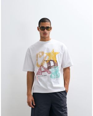 ASOS Oversized T-shirt With Scribbled Text Print - White