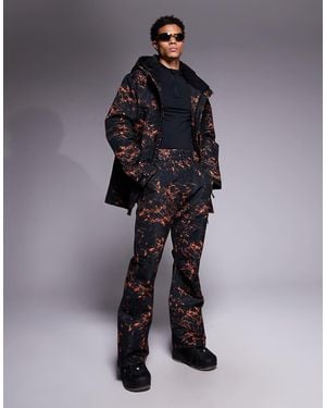 Threadbare Pantaloni Da Sci Neri Con Stampa Arancione - Nero