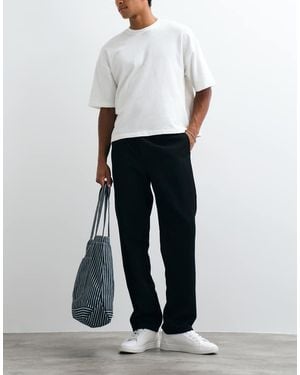 ASOS Straight Herringbone Trouser - White