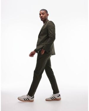 TOPMAN Slim Suit Trousers - Green