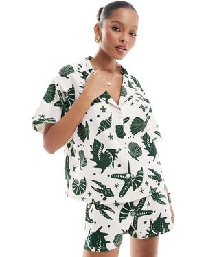 ASOS – hemd mit muschelprint, kombiteil - Weiß