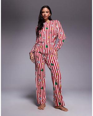 River Island Christmas Doodle Pattern Pyjama Set - Red