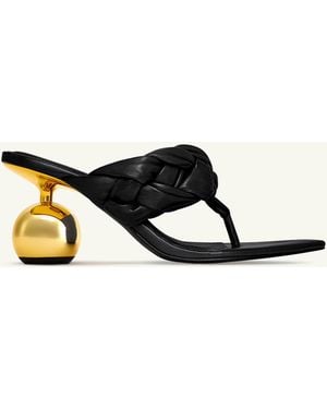 JW PEI Ellie Braided Orb Heel Thong Mule Heels - White