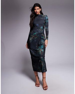 DASKA – exklusiv – hochgeschlossenes maxikleid - Blau