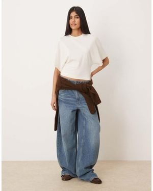 Gina Tricot Short Sleeve Cinched Waist Top - White