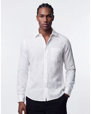 Only & Sons Regular Fit Linen Mix Long Sleeve Shirt - White