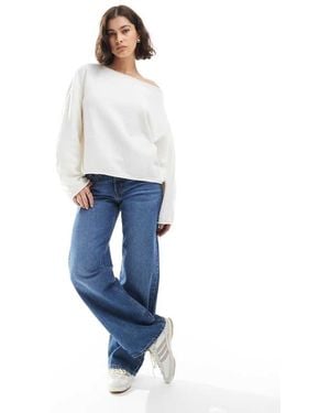 ASOS Slouchy Off The Shoulder Jumper - Blue