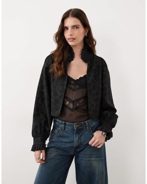 Miss Selfridge Jacquard Trophy Jacket - Black