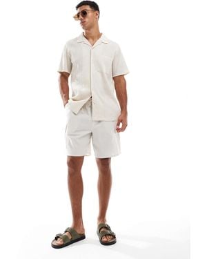 New Look – cargoshorts aus leinen - Weiß