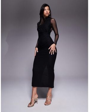 ASOS Mesh Twist Bust Detail Halter Maxi With Tie Back Neck - Blue