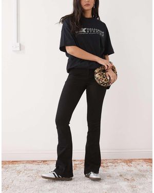 Noisy May Sallie High Rise Slim Flare Jeans - Black
