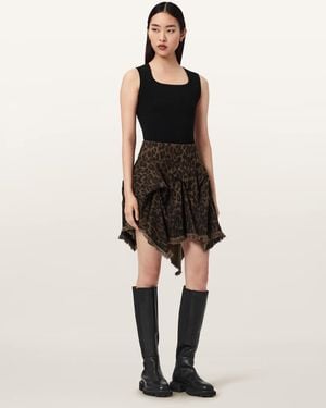 AllSaints Crissy Denim Hanky Hem Mini Skirt - Natural