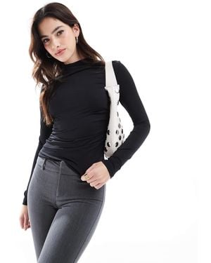 Stradivarius High Neck Sculpt Long Sleeve Top - Blue