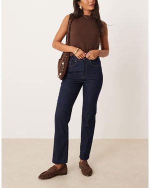 Aware Alice - jean droit stretch à taille haute - foncé brut - Bleu