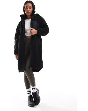South Beach Midi Borg Jacket With Removeable Hood - Black