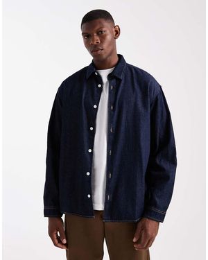 Jack & Jones Camisa Vaquera Azul Oscuro Extragrande De -Azul Marino