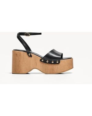 Bershka High Heel Wedge Sandals - White