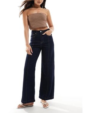 ONLY Hope High Waist Wide Leg Jeans With Front Seam Detail - Blue