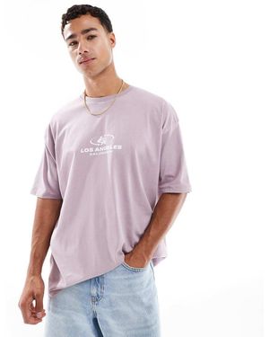 ASOS Oversized T-Shirt Met Stadsprint - Paars