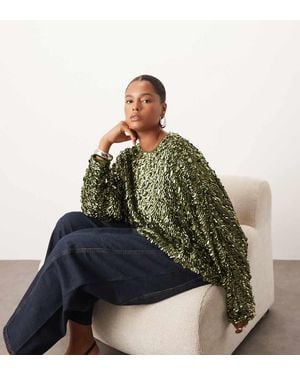 ARRANGE Curve Long Sleeve Square Cut Top - Green