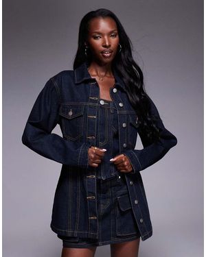 Liquor N Poker Denim Jacket With Cinch Waist - Blue