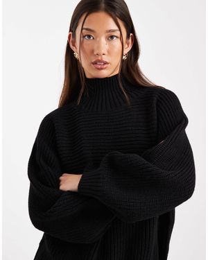 Monki – libby – hochgeschlossener pullover - Schwarz