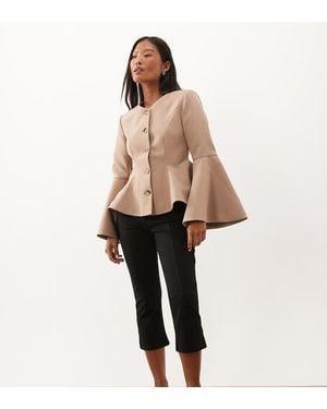 Miss Selfridge Americana Entallada Con Sobrefalda Y Manga Acampanada En Mocha-Marrón - Neutro