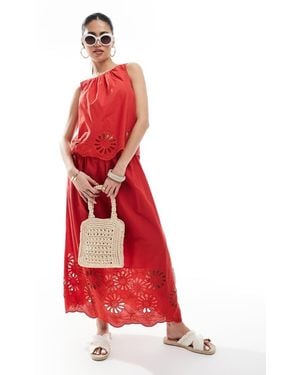 New Look Co-ord Broderie Hem Vest - Red