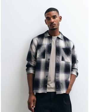 ASOS Check Overshirt With Double Pocket - Gray