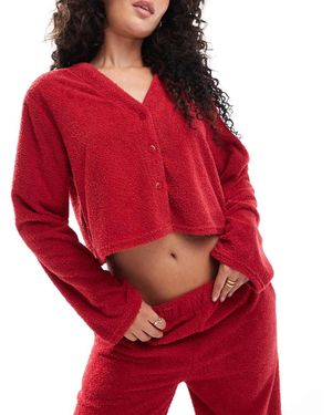 Loungeable Soft Fuzzy Cardigan - Red