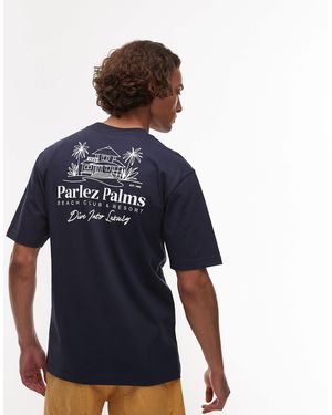 Parlez Re-treat Motif Back T-shirt - Blue