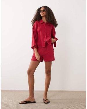 Jdy Cheesecloth Shorts - Red