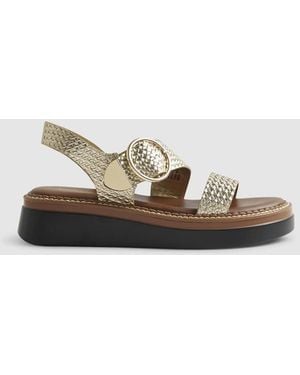 River Island Woven Buckle Flatform Sandals - Metallic
