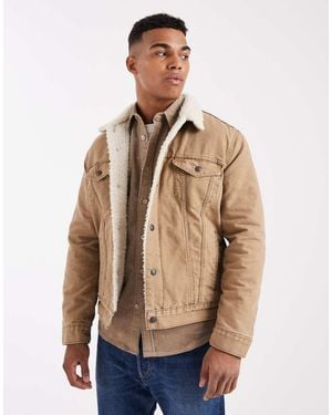 Levi's Type 3 Sherpa Canvas Trucker Jacket - Natural