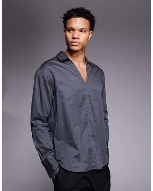 ASOS Relaxed Deep V Neck Overhead Shirt - Grey