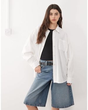 Collusion Oversized Linen Blend Shirt - White