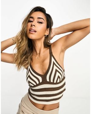 NA-KD Top en maille crochetée - /beige - Blanc