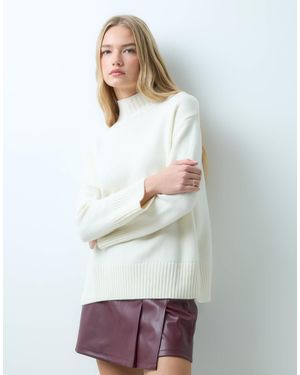 Mango Strickpullover mit hohem kragen - Weiß
