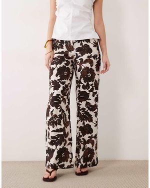 Mango Straight Leg Trousers - Brown