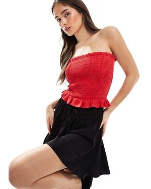 Pieces High Waisted Floaty Shorts - Red