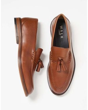 Walk London Mocasines Color Tostado Con Borlas De Cuero Putney De -Marrón - Azul