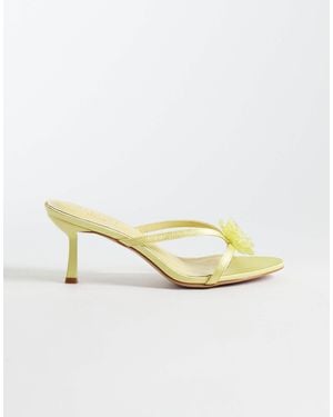 SIMMI Simmi London Elowen Heeled Mule Sandals With Flower - Metallic