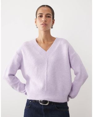 Mango Teen V Neck Sweater - Purple