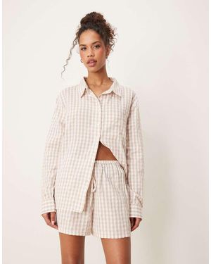 Luna Oversized Pyjama Shorts Co-ord - Natural