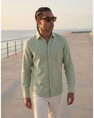 Jack & Jones Linen Mix Long Sleeve Shirt - Green